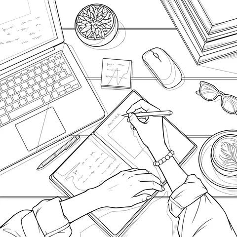 Focused Writing Office Scene