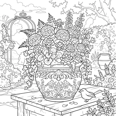 Colorful Potted Plants in the Garden