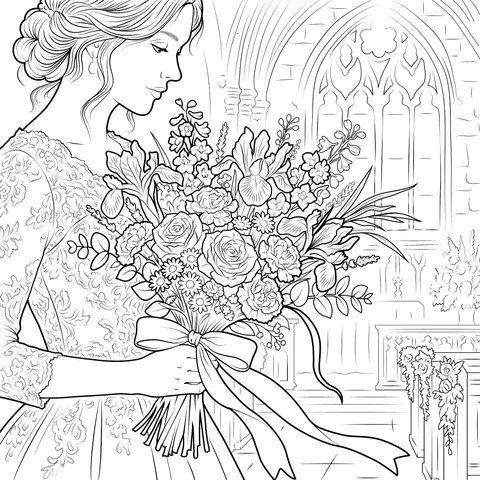 Elegant Woman Holding a Bouquet