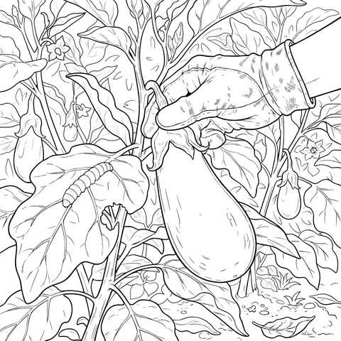 A田园Scene of Picking Eggplants