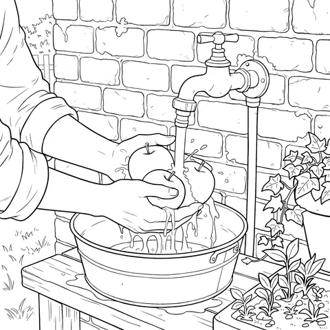 Outdoor Apple - Washing Scene