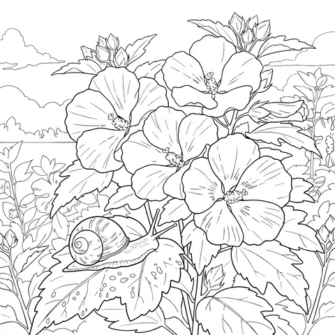 Snail in the Flower Bed