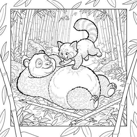 Happy Time of Panda and Red - panda