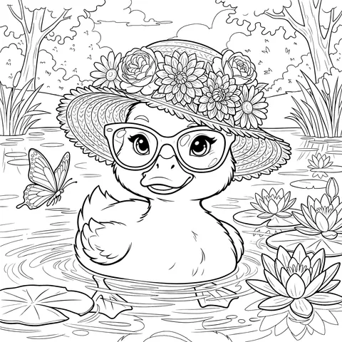 Fashionable Little Duck's Relaxing Time