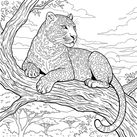 Leopard Perched on a Branch