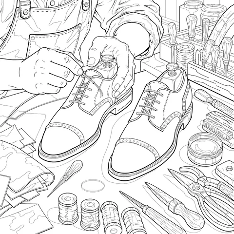 Hand - made Shoe - making Scene