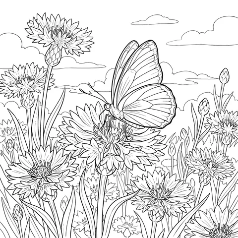Butterfly Dancing Among Flowers