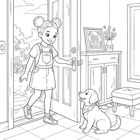 A Warm Moment between a Girl and a Dog