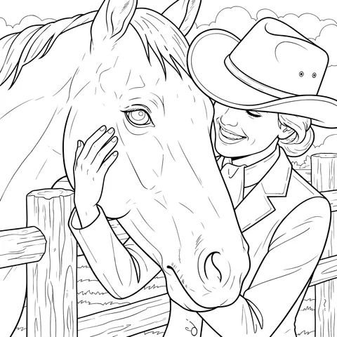 Intimate Moment Between a Cowboy and a Horse