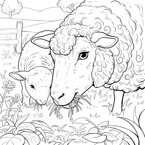 Mother - and - child Sheep in the Countryside