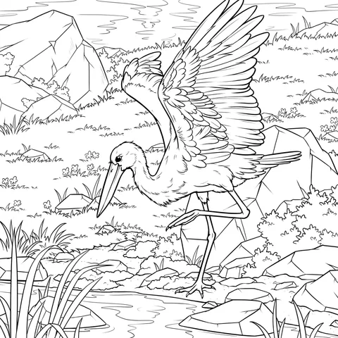 White Stork Spreading Its Wings