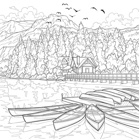 Scenery of a Lakeside Cottage