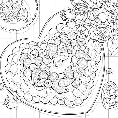 Heart - shaped Fruit Cake Illustration