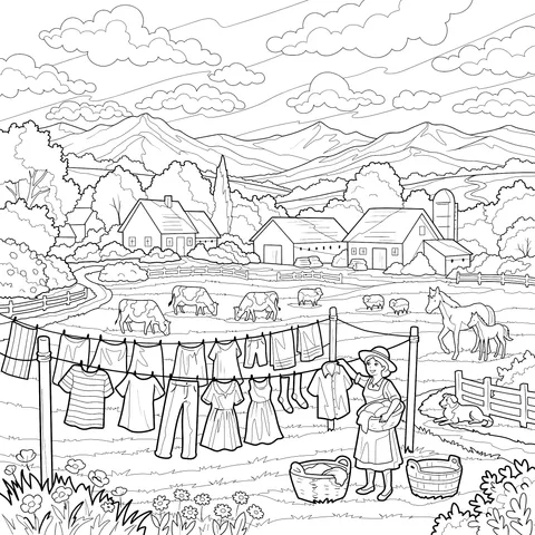 Rural Life Scene