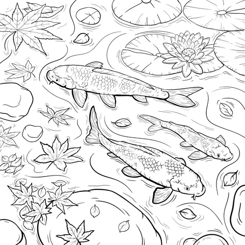 Koi Fish in Pond