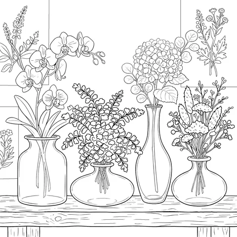Colorful Flowers in Vases