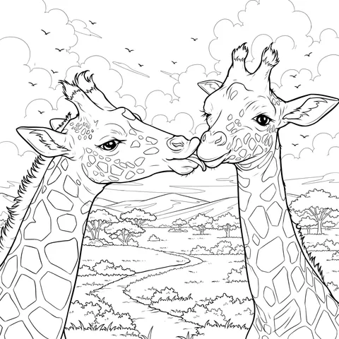 Affectionate Giraffes