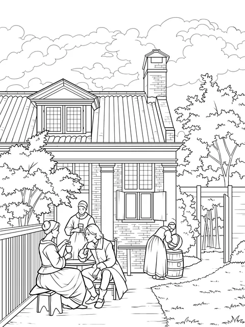 Vintage Courtyard Life Scene