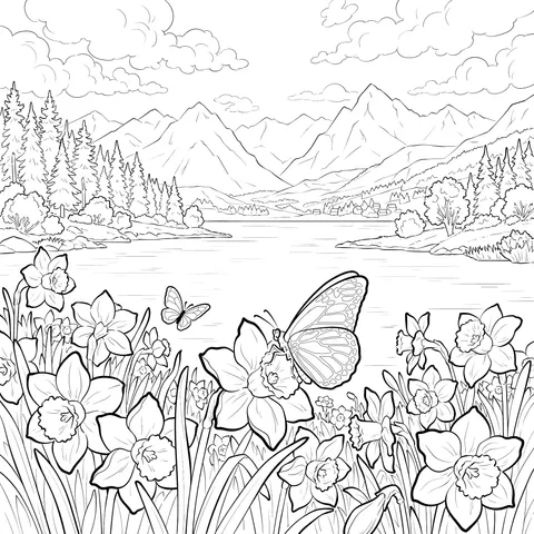 Butterflies Dancing by the Lake