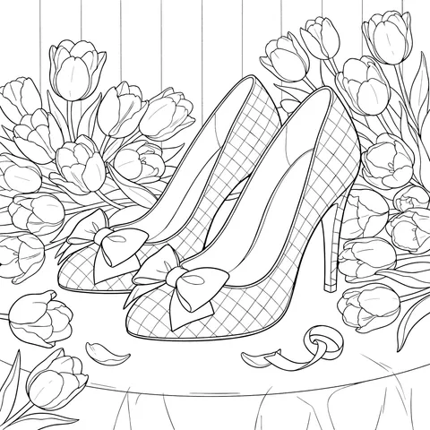 High - heeled Shoes and Tulips