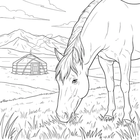 Horse on the Prairie Scene