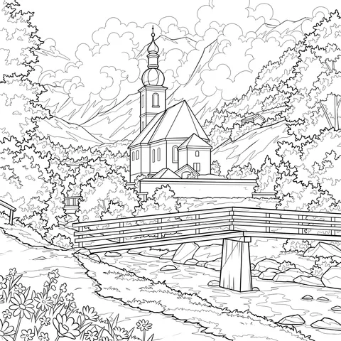 Beautiful Church in Mountainous Area in Autumn