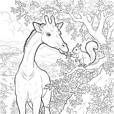 Interaction between a Giraffe and a Squirrel