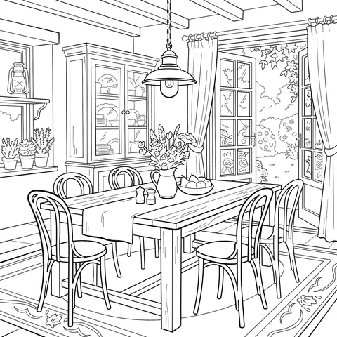 Cozy Rustic - style Dining Room