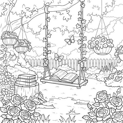 Serene Garden Swing Scene