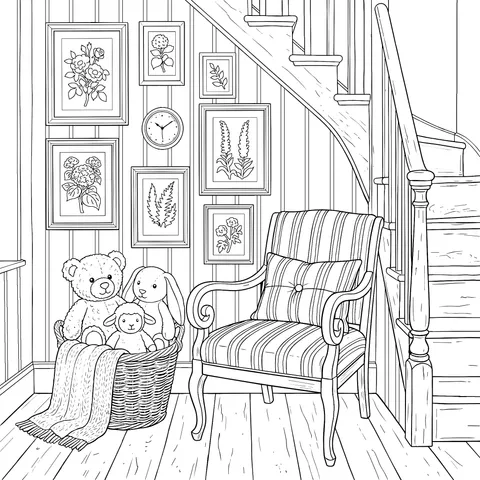Cozy Corner by the Stairs Scene