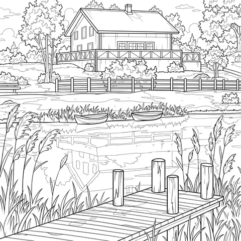 Scenery of a Lakeside Cottage