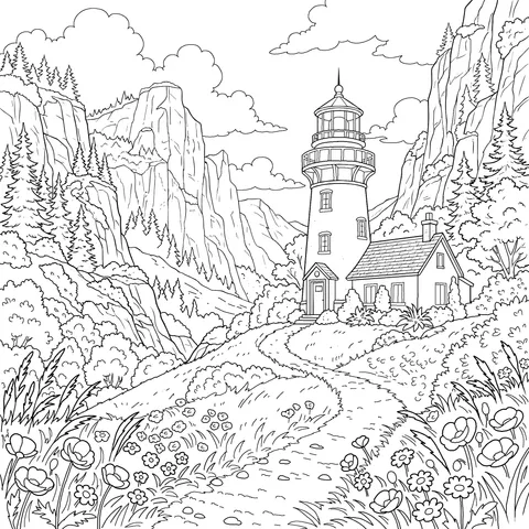 Beautiful Lighthouse in the Mountains