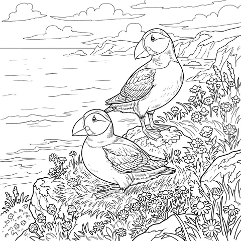 Puffins by the Sea