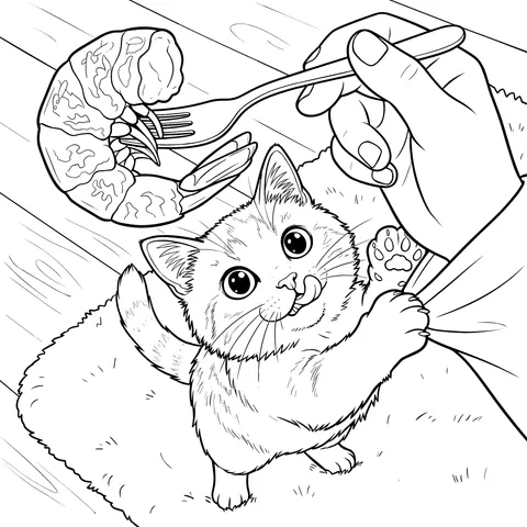 Adorable Kitten Begging for Food