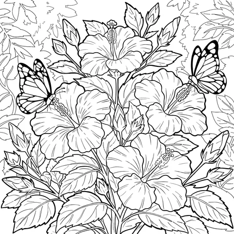 Hibiscus and Butterflies