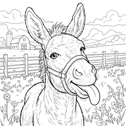 Playful Farm Donkey