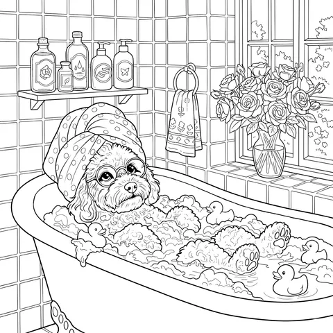 A Dog Enjoying a Bath