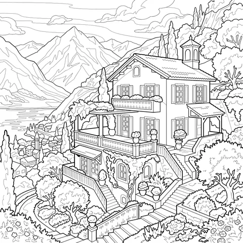 Beautiful House by Mountain Lake
