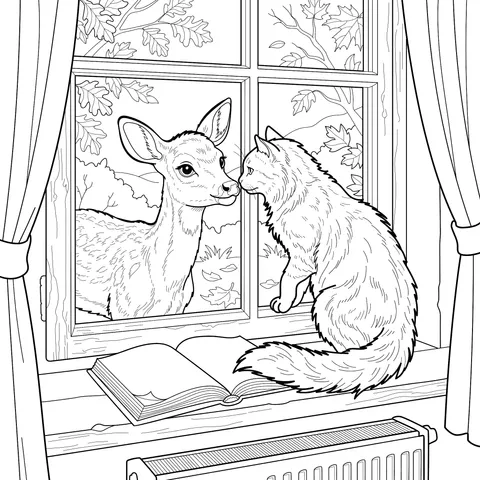 Deer and Cat by the Window