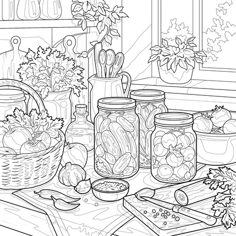 Homemade Pickles Kitchen Scene