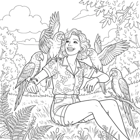 A Woman's Joyful Moments with Parrots