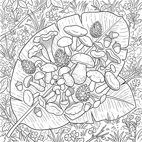 Mushrooms and Nuts in the Forest
