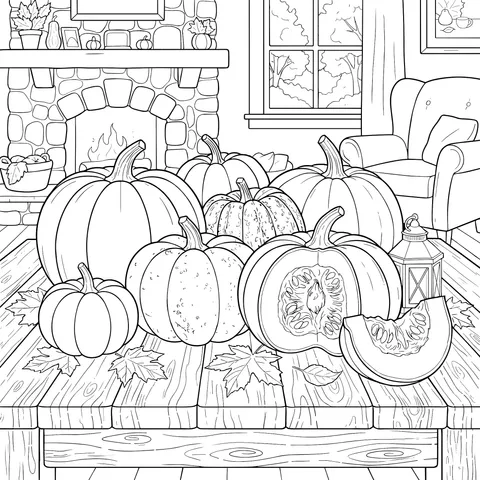 Pumpkins by the Autumn Hearth