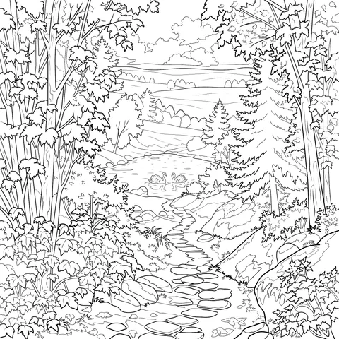 Autumn Forest Swan Lake
