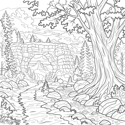 Autumn Stone Arch Scenery