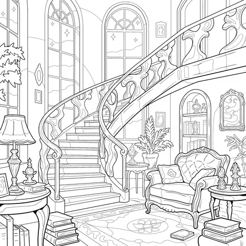 Starry Night Vintage Mansion Hall