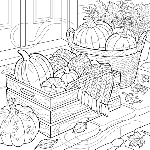 Autumn Porch Pumpkin Scene