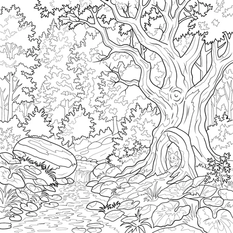 Autumn Forest Stream Scene