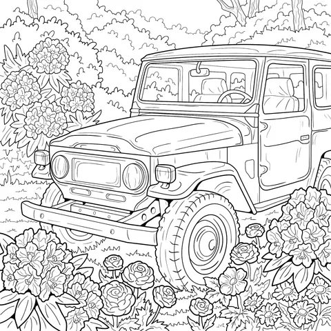 Vintage Off-Road Jeep by Flowers