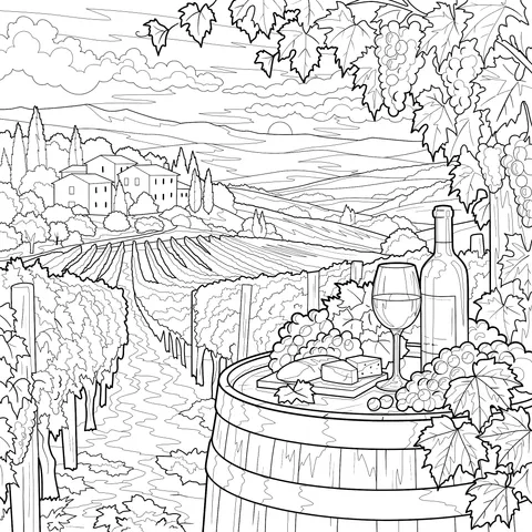 Autumn Vineyard Scene